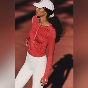 FP MOVEMENT Right On Run Long Sleeve Layer NWT Winterberry Red